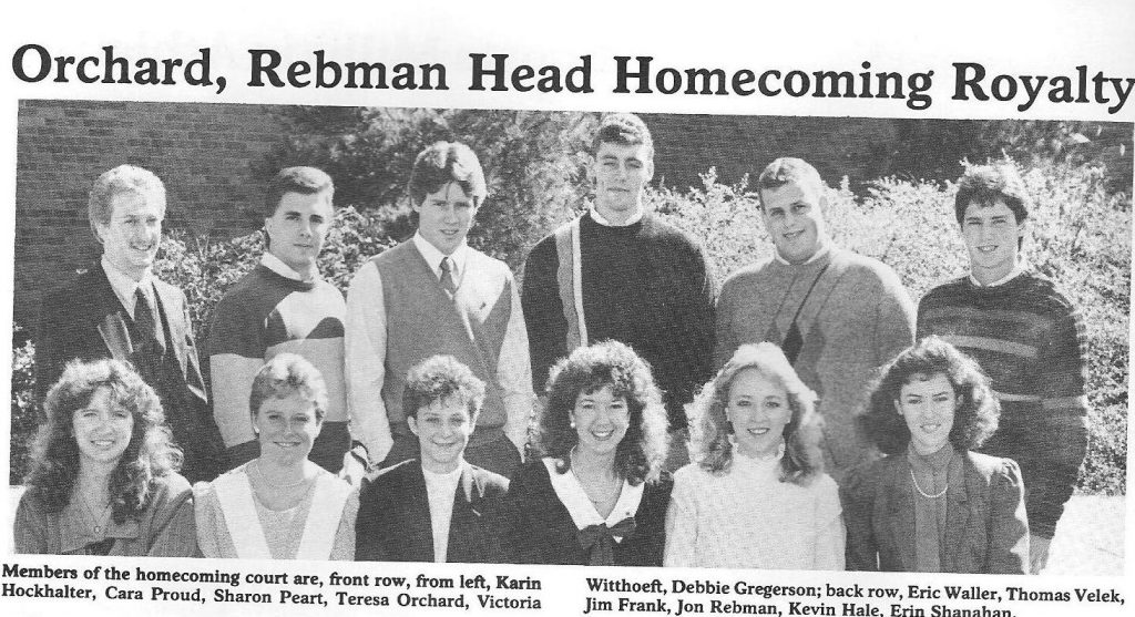 Millikin University Homecoming Court 1986. Me, first row, far left, maiden name, big hair. It was the 80s, what can I say? Absolutely terrified but so glad I did this for myself.